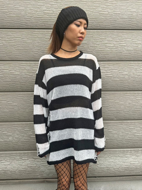 ダメージボ-ダーニットトップス